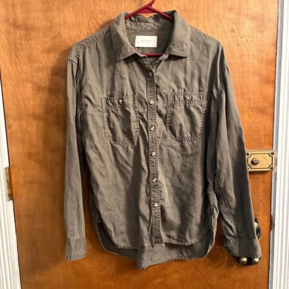 Lucky Brand Button Up Top Double Pocket Collared  Women's XS